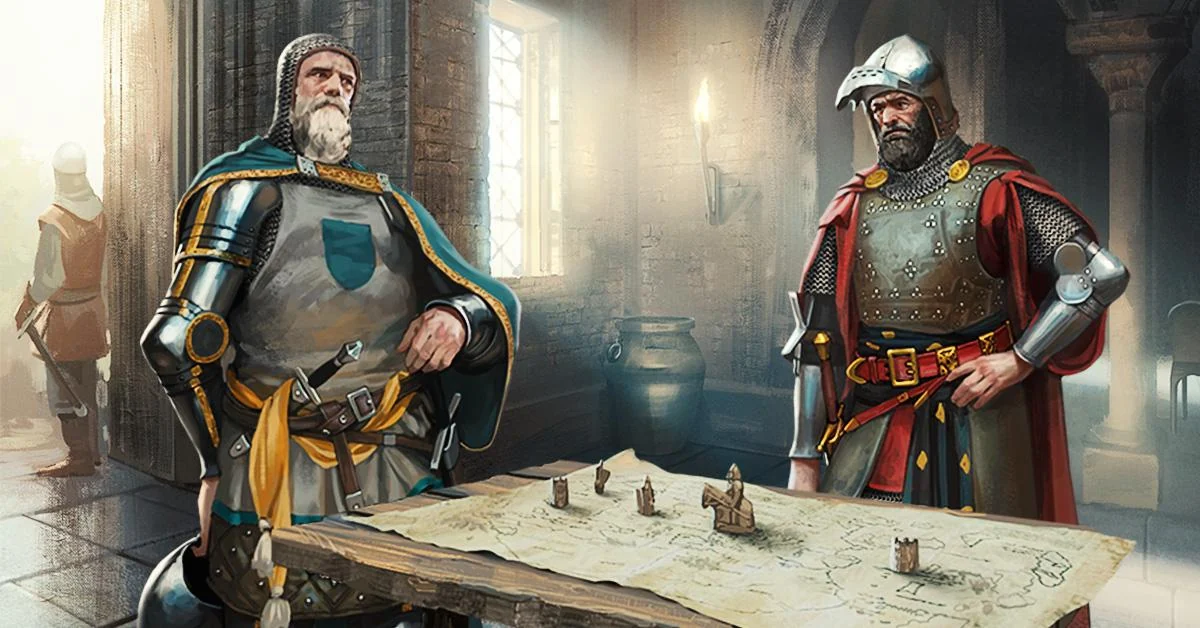 Two Tribal Wars commanders planning their campaign over a map